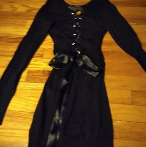 Black tie up sweater dress